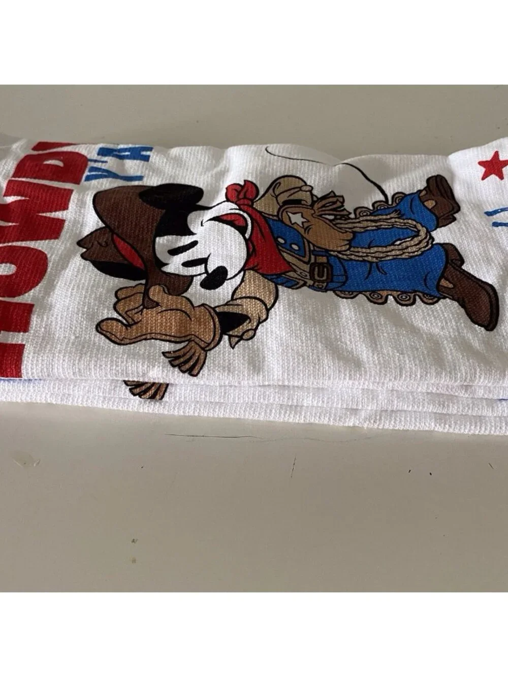Set Of 2 Disney Mickey Mouse Kitchen Towels Howdy Y'All Patriotic‎ Cowboy NEW
